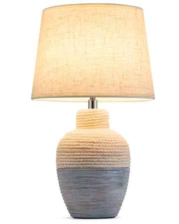 13" Small Cordless Rechargeable Battery Table Lamp, Coastal Ceramic