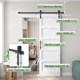 30x84 inch White Barn Door with 5.5FT Sliding Door Hardware Kit Included & Handle,Solid,MDF, PVC Sur