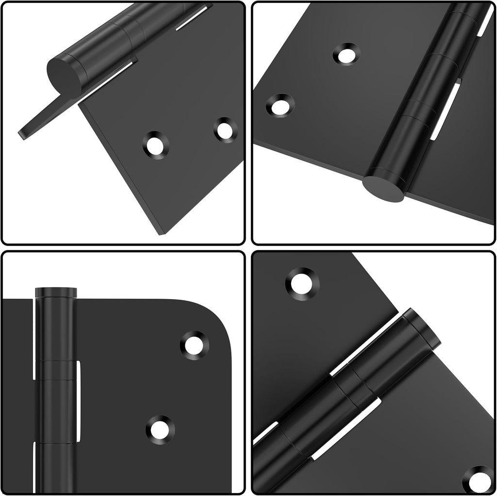 Door Hinge, 3-Pack Matte Black Door Hinges 4-inch Stainless Steel Hinges Ball Bearing Silent Hinge Interior Door