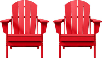 Laguna Folding Adirondack Chairs Set of 2, HDPE Patio Chair, All Weather Use Fire Pit Chair for