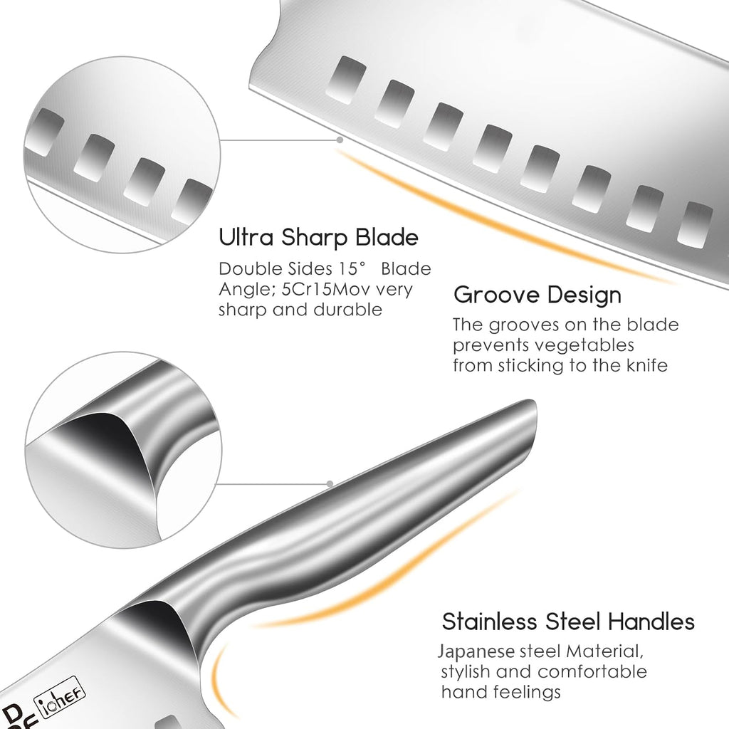 4 Piece Kitchen Knife Set, High Carbon Stainless Steel, Dishwasher Safe | Super Sharp Chef Knife Set with Ergonomic