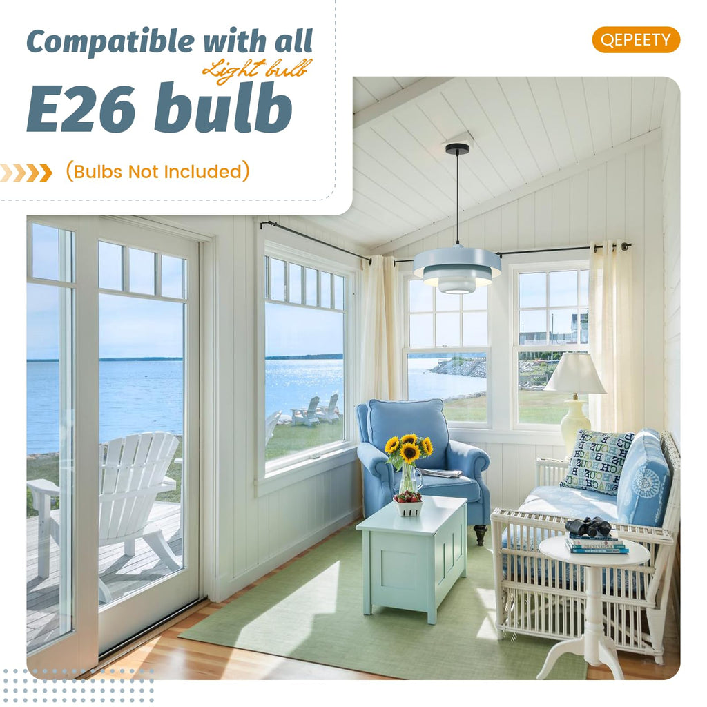 Light Blue Nordic Pendant Light Adjustable Dining Room Ceiling Lamp