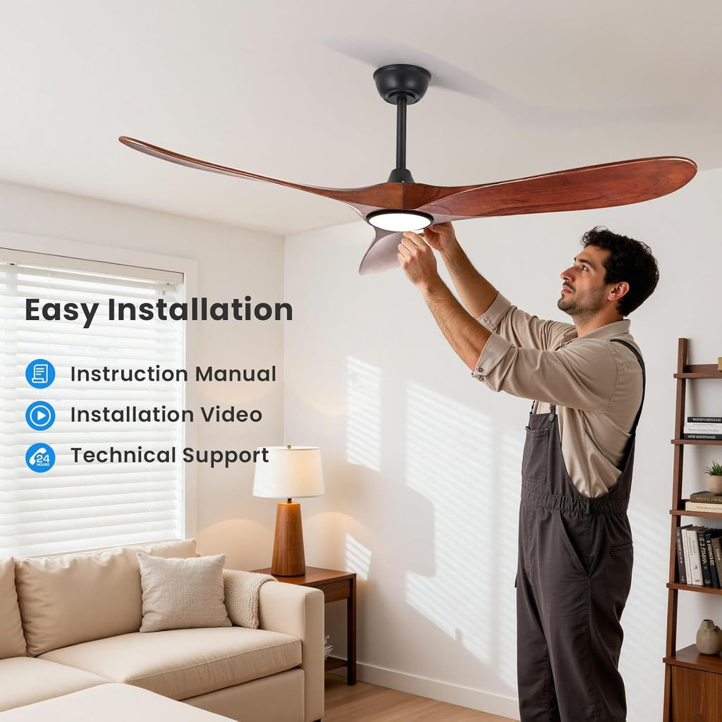 72 Inch Ceiling Fan with Light and Remote Control