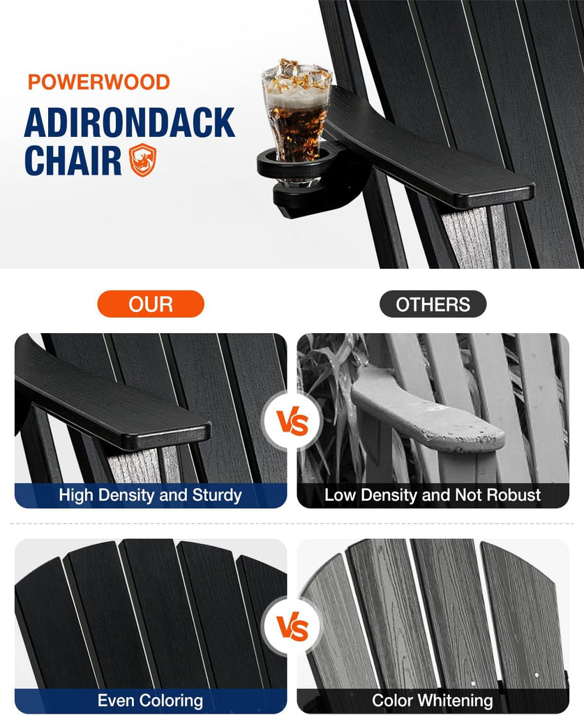 Folding Adirondack Chair, Dark Black