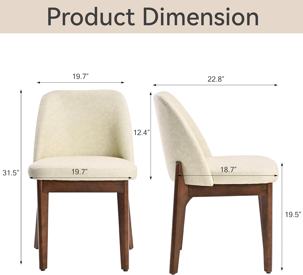 Modern Dining Chairs Set of 4, Faux Leather Kitchen Chairs with Wood Legs, Upholstered Side Chair for Kitchen Dining