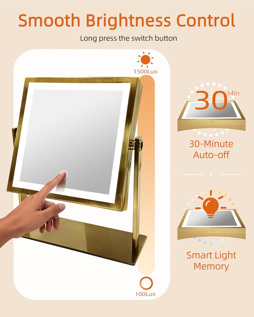 Vanity Mirror with Lights, 4000mAh Magnifying Mirror, 1X/10X Rechargeable Makeup Mirror with 3 Color