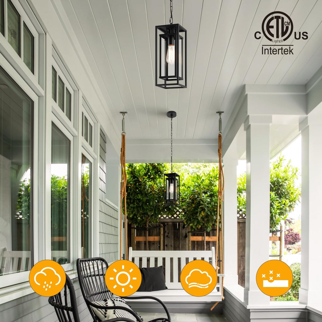 14" Outdoor Pendant Lights for Front Porch Hanging Lamps for House Outside Lighting Fixture for Patio Exterior