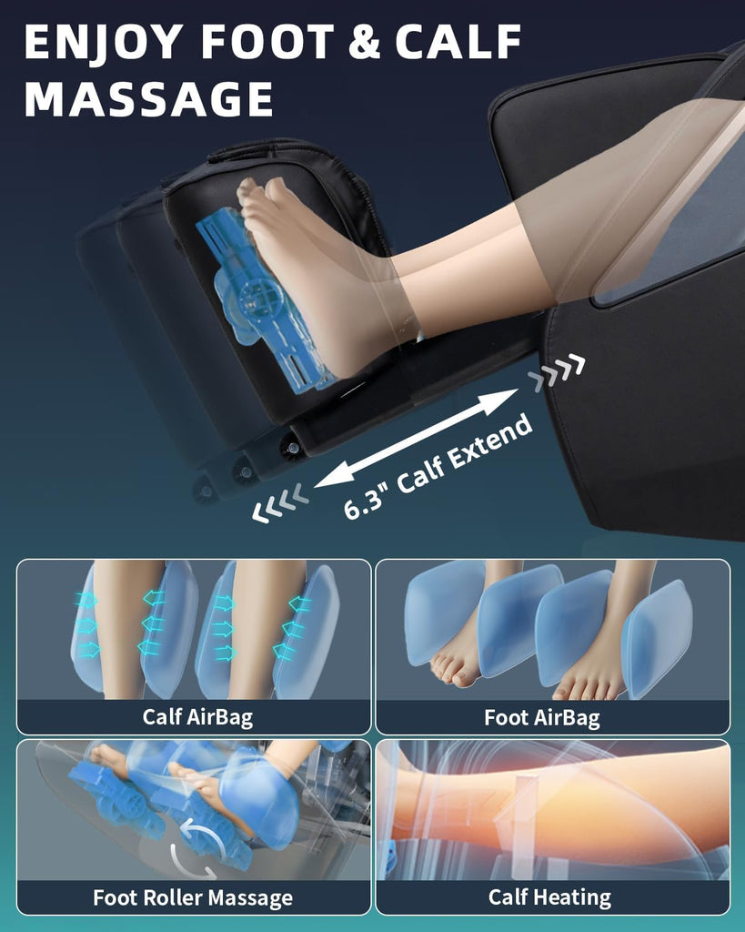 4D Massage Chair Full Body Zero Gravity 53" SL Track Recliner | 15 Auto Modes,Back & Calf Heat,Body Scan,Deep