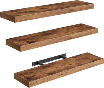 Floating Shelves for Wall, 23.6" Wall Shelf Set of 3 with Invisible Brackets, 1.5" Thick Hanging Shelves Farmhouse