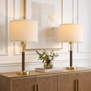Small Wood Table Lamps 18" Mid Century Modern Lamps Living Room