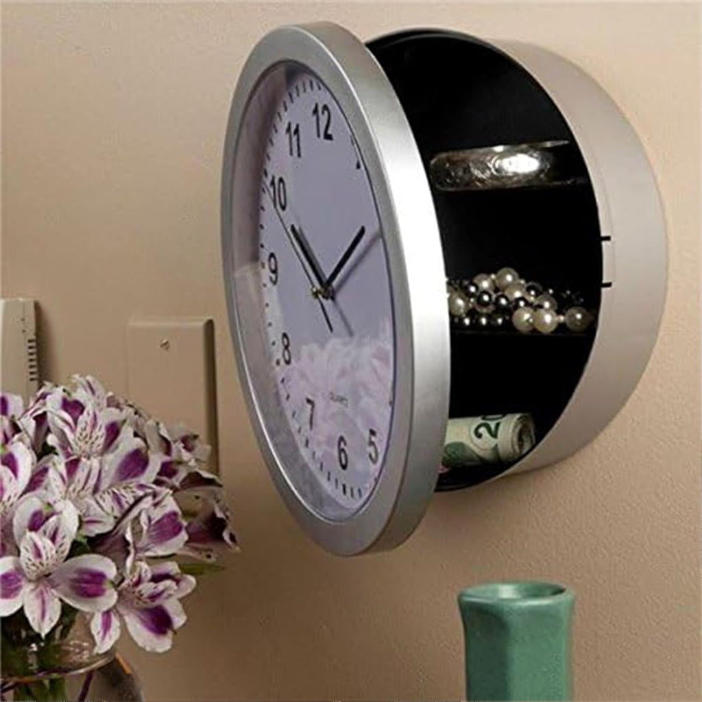 Wall Clock with Hidden Safe, 10 inch Plastic Secret Safe Wall Clock for Living Room Decor, Vintage Decor Clock Diversion Safe with...