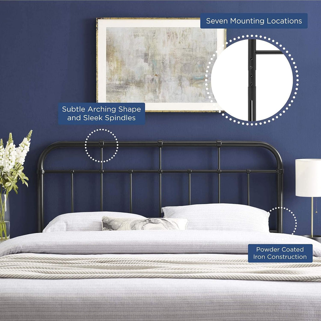 Alessia Modern Farmhouse Metal King Headboard in Black