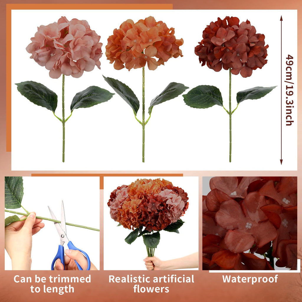9 Pcs Burnt Orange Fall Artificial 23.6"