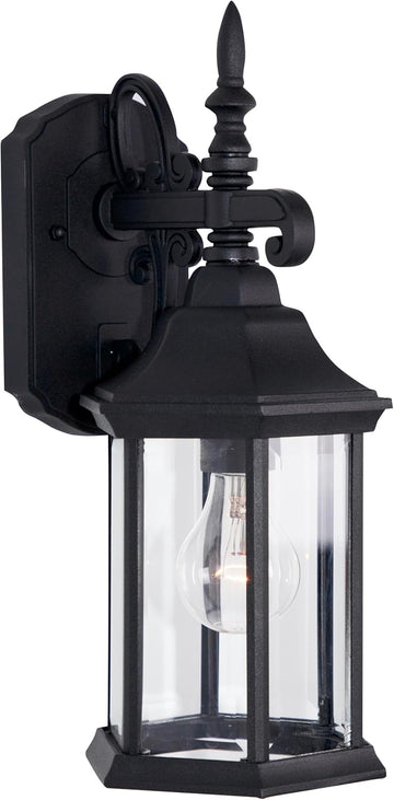 Devonshire Outdoor Light Fixture, 14 Inch Exterior Wall Lantern Sconce for Front Door, Patio and Porch, Black, 2961-BK