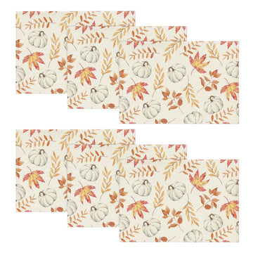 Maple Leaf Pumpkins Fall Placemats Set of 6-12 x 18 Inch