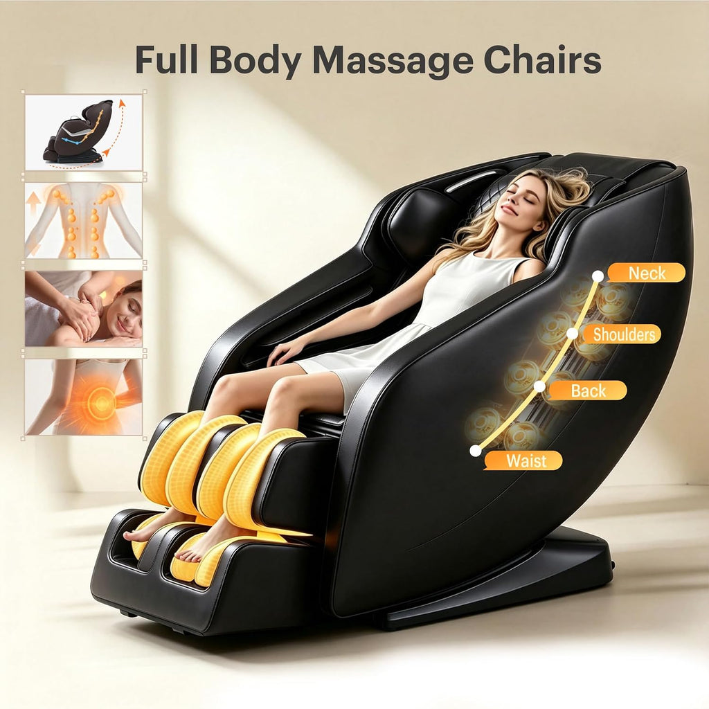 Massage Chair Full Body, Zero Gravity Shiatsu Massage Chairs with 8-Point Fixed Nodes, Waist Heating, Foot Massage