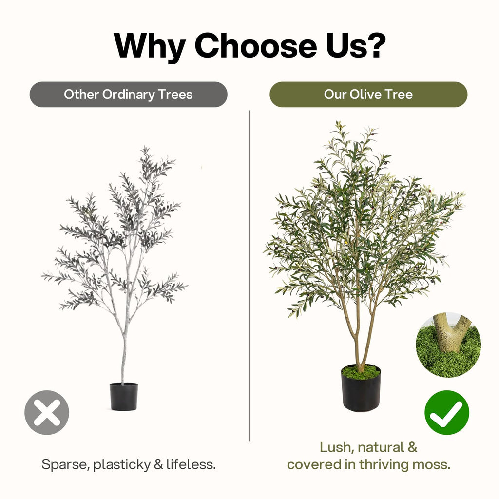 7FT Olive Tree Artificial Indoor with Green Moss