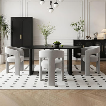 Modern Chenille Dining Chairs Set of 4, Upholstered Barrel Chairs with Arms Comfy Accent Side Chairs for Living
