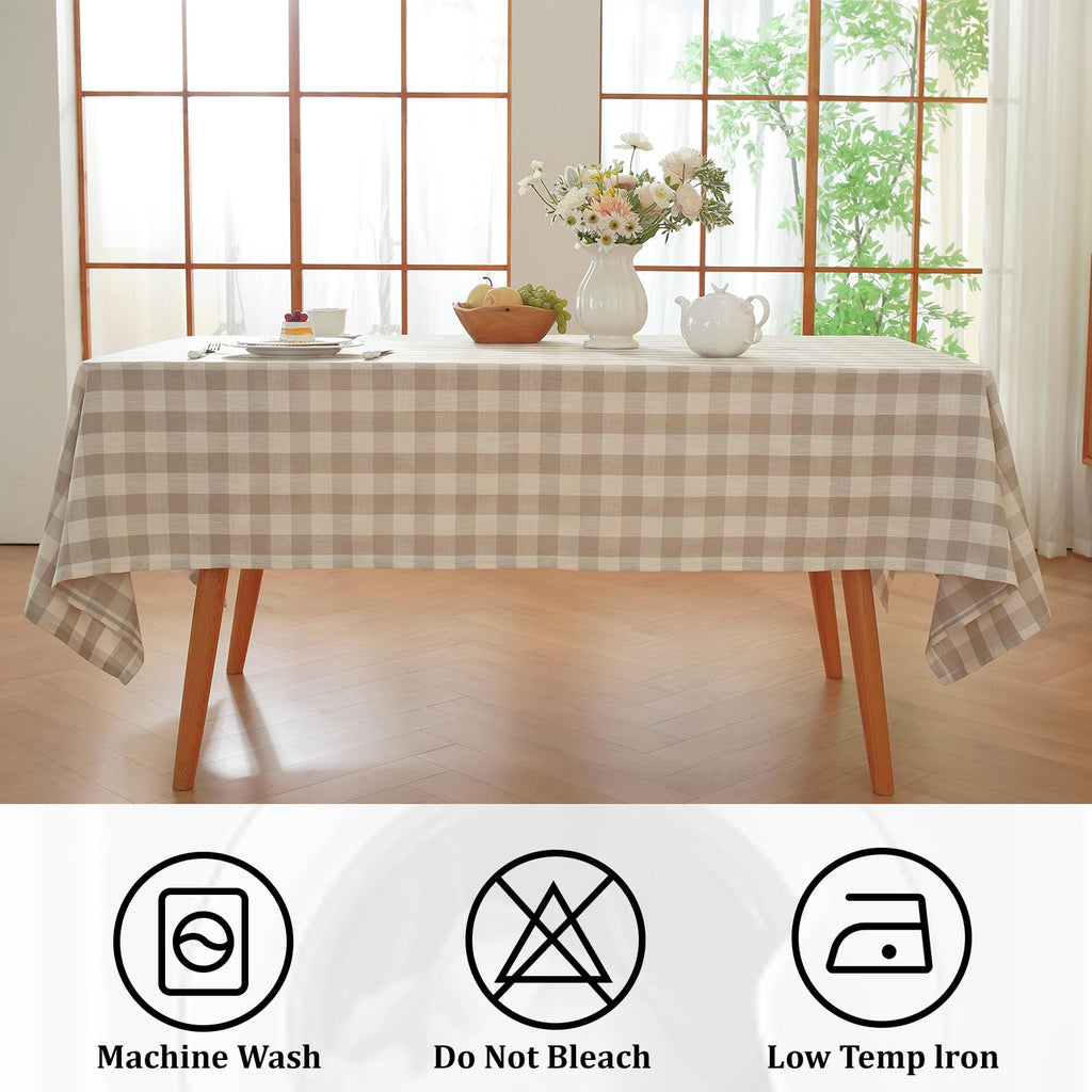 Checkered Tablecloth Rectangle Washable Buffalo Plaid Table Cloth Cotton Linen Gingham Table Cover for Picnic Kitchen