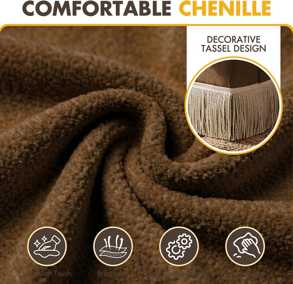 86" Chenille Sofa Couch - Mid-Century Modern 3-Seater Deep Seat Sofa with Vintage Tassel Design Pet-Friendly Soft