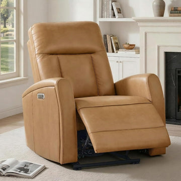Wall Hugger Power Recliner Chair with USB & Type-C Ports Faux Leather Recliner 135° Reclining Small Space Electric