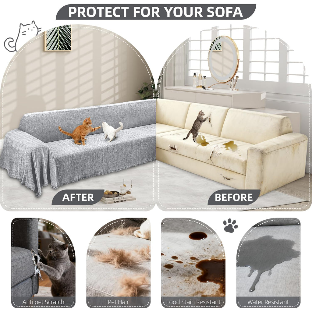 1OO% Waterproof Corner Sectional Couch Covers L Shape Chenille Sectional Sofa Cover with Tassel Soft Thick Washable