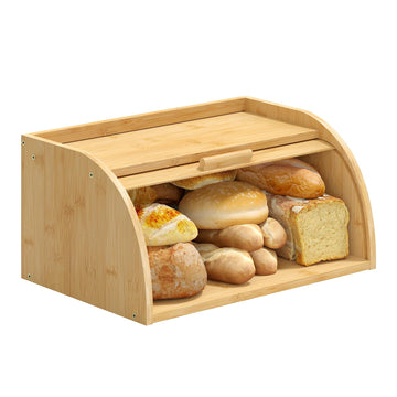 Countertop, Small Bamboo Wood, Wooden Corner Bread Storage Capacity