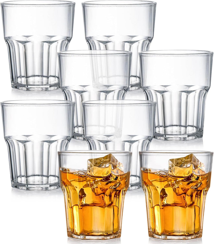 8 Pack Clear Plastic Tumblers Cups, 8 Oz BPA-Free Reusable Drinking Water Cup, Small Mini Stackable Juice Cup