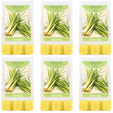 Lemongrass Scented Soy Wax Cubes Citronella Wax Melts, 6 Packs