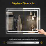 LED Bathroom Mirror with Lights - Anti-Fog, Dimmable, Backlit+Frontlit, 3 Color Light - 40"x30" Lighted Vanity Mirrors