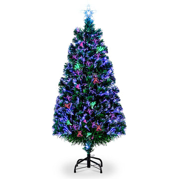 6FT Fiber Optic Artificial Christmas Tree with Star Top, Green