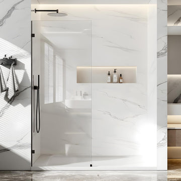 Shower Glass Panel Fixed Shower Screen, 32” W x 78” H 3/8” 10mm Single Frameless Shower Doors for Walk in Shower with