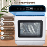 Portable Dishwasher, Mini Dishwashers with 2-in-1 Water Supply Modes, 5 Wash Programs