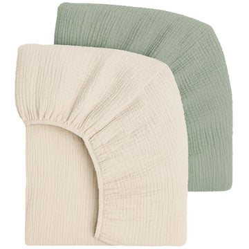 Muslin Fitted Crib Sheets, 2 Pack, 100% Cotton, 28x52 in, Green
