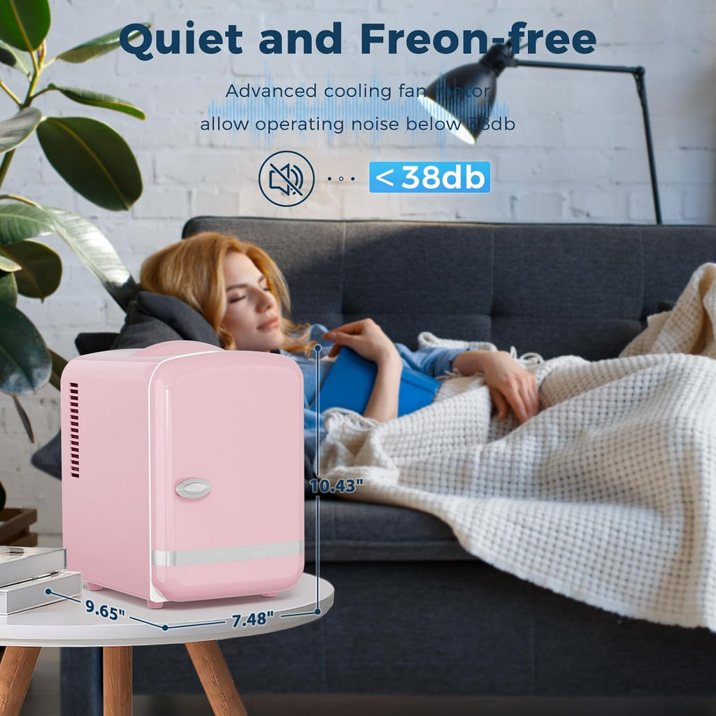 4L/6 Cans Compact Refrigerator,Portable Mini Fridge Skin Care,Cooler and Warmer for Bedroom,Car,Office & Dorm, Small