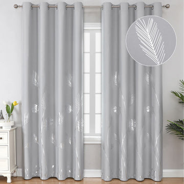 Light Grey Blackout Patterned Curtains