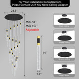 157inch 20-Lights Modern Chandeliers for Living Room LED Dimmbale Light Fixture Entryway High Ceiling Light Pendants Lighting for Dining Room Hallway Staircase with Remote Dimming Chandelier A100-B0BWQSB65Y