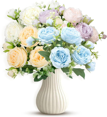 Fake Flowers, Artificial Flowers Bouquets of Silk Peony Decor - Set of 4