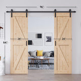 48in x 84in (Double 24in×84in Door) Barn Door with 8FT Sliding Door Hardware & Handle Included,DIY A