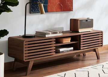 TV Stand, Mid Century Modern for 55/60/65 inch TV, Farmhouse TV Stand, Entertainment Center with Storage, TV
