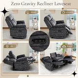 Power Reclining Sofa with Zero Gravity, Adjustable Headrest, Electric Reclining Couch with Wireless Charge, Outlets