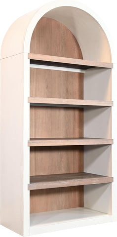 Arched Solid Wood Bookcase, 84” Tall - Painted Mahogany with Shelves, Fully Assembled