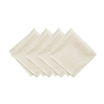 Caiden Elegance Damask Napkin, Set of 4, Ivory - 17" W x 17" L