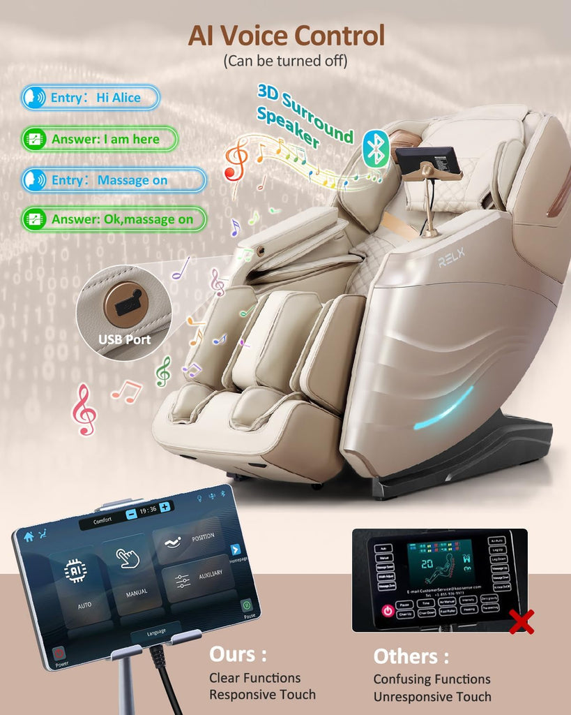 Massage Chair Full Body with Body Scan, Zero Gravity, SL-Track, Cream | 20 Modes Shiatsu Massage Chair Built-in Heat