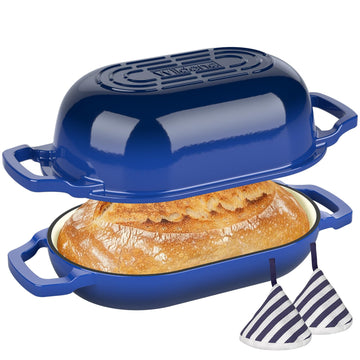 Enameled Cast Iron Dutch Oven Pot with Lid, Oval Bread Oven