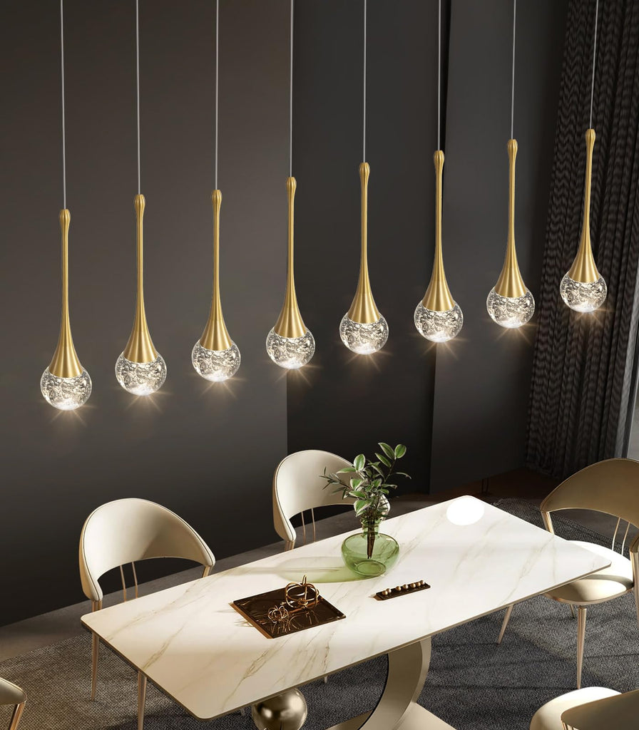 8 Light Modern Glam Crystal Rectangular Chandelier for High Ceiling LED Dimmable Ceiling Pendant Light Kitchen Island