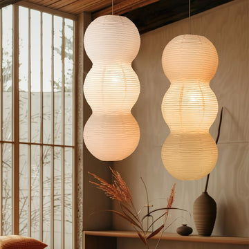 Inspired Noguchi Style Paper Lantern Hanging Lamp Shades Rice Paper Pendant Lamp Shade 2PCS 27Inch