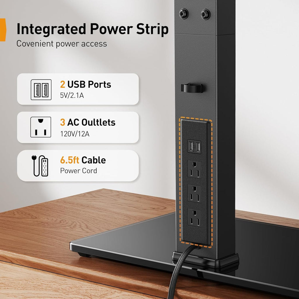 Universal TV Stand with Power Outlet, Swivel TV Stand for 32-80 inch TVs up to 99 lbs, TV Base with Tempered Glass