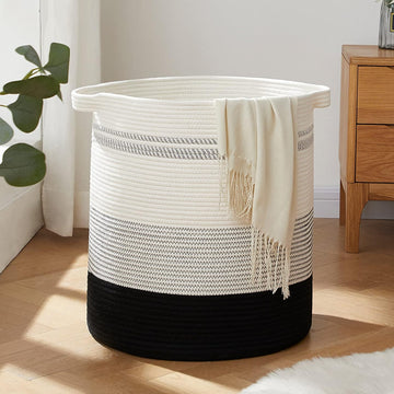 80L Laundry Hamper,Storage Basket with Handles,Decorative Basket ,Woven Storage Basket for Toys Bin,Pillows