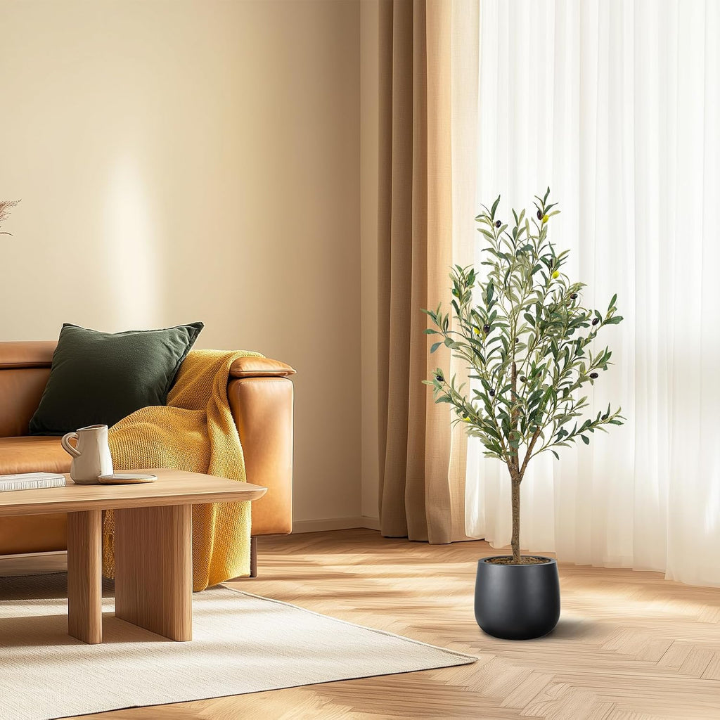 Artificial Fake Olive Tree 4FT Tall 1Pack Faux Silk Olive Tree Living Room Office Decor Faux Artificial Plants Indoor